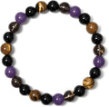 Handcrafted Natural Gemstone Beaded Bracelet. Healing Crystal Stone Bracelets for Men Women. Solid Unscented Energy Jewelry with Gift Box for Daily Wear (Purple)
