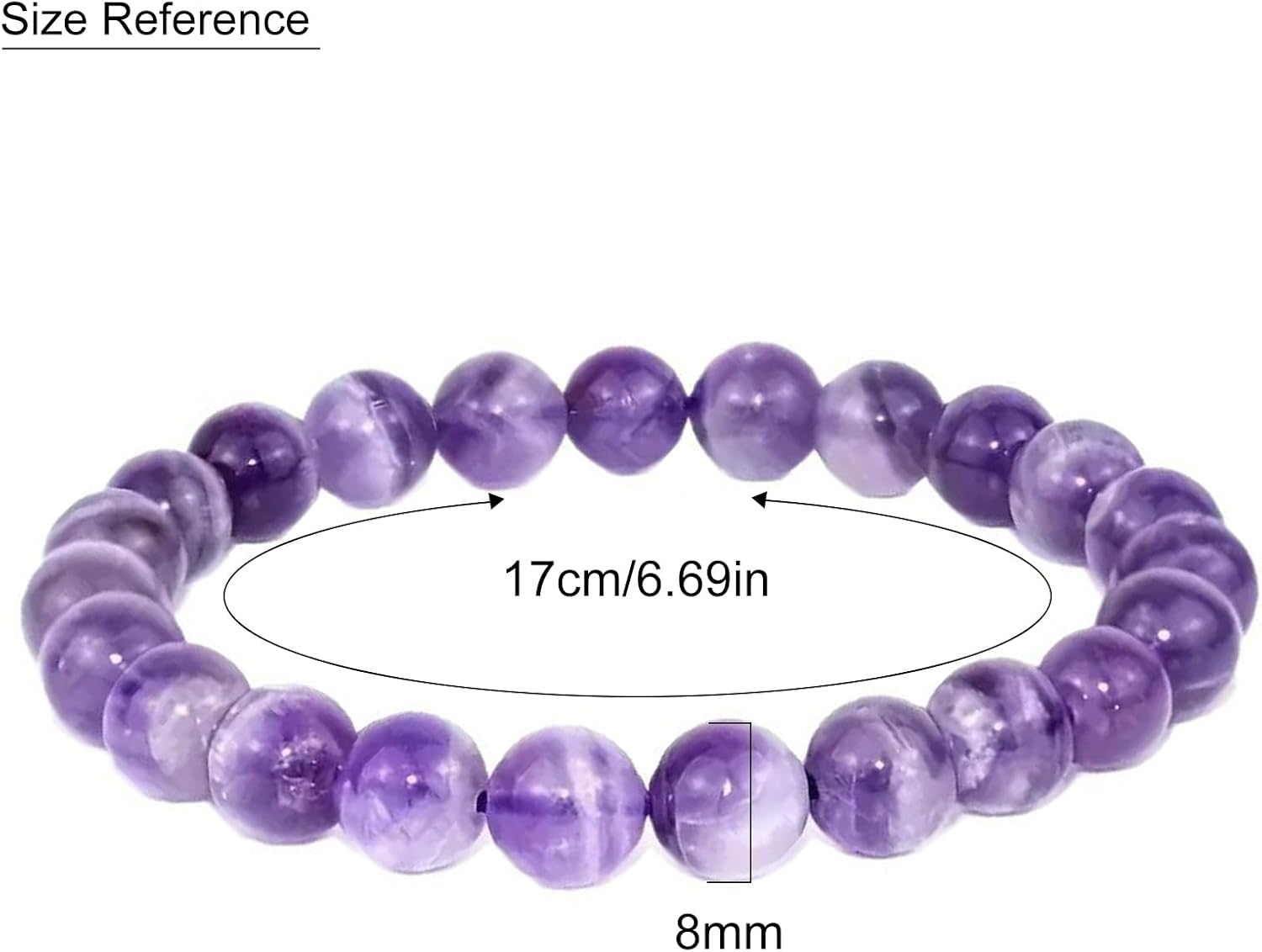 Handcrafted Natural Gemstone Beaded Bracelet. Healing Crystal Stone Bracelets for Men Women. Solid Unscented Energy Jewelry with Gift Box for Daily Wear (Purple)