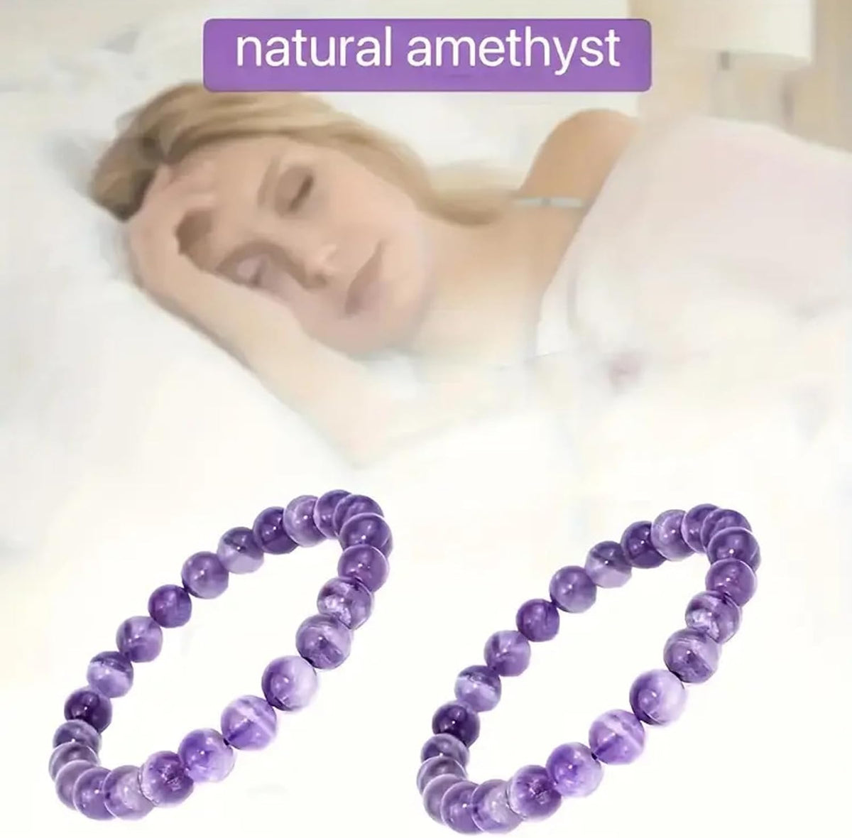 Handcrafted Natural Gemstone Beaded Bracelet. Healing Crystal Stone Bracelets for Men Women. Solid Unscented Energy Jewelry with Gift Box for Daily Wear (Purple)