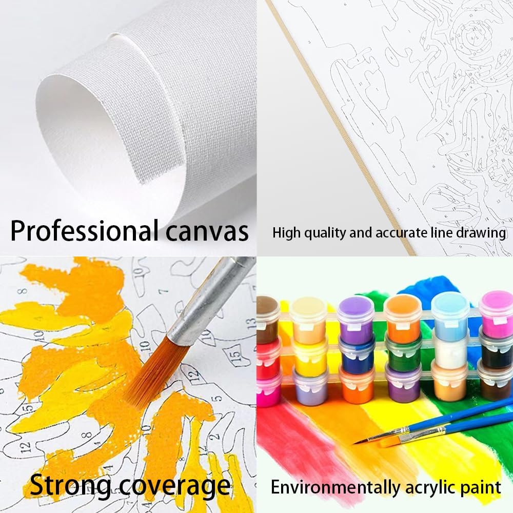 HULDFRDA Paint by Numbers Cute Sea Otter with Flower Adult Paint by Number Kits DIY Adults' Paint-by-Number Kits Color by Numbers Adult Paint by Numbers Painting Kits Without Frame. 16 x20 Inch