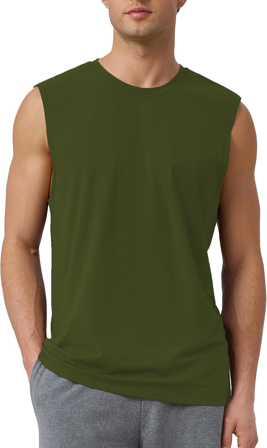 Mens Cotton Tank Tops Sleeveless Gym Shirts Modal Cut Off Muscle T Shirts