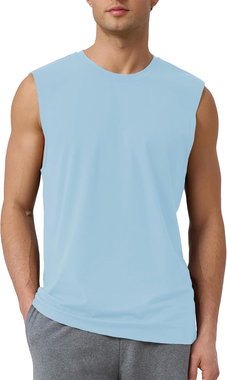 Mens Cotton Tank Tops Sleeveless Gym Shirts Modal Cut Off Muscle T Shirts