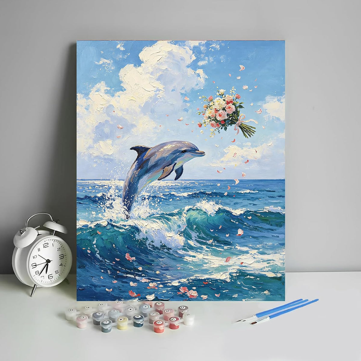 Paint by Numbers Cute Sea Otter with Flower Adult Paint by Number Kits DIY Adults' Paint-by-Number Kits Color by Numbers Adult Paint