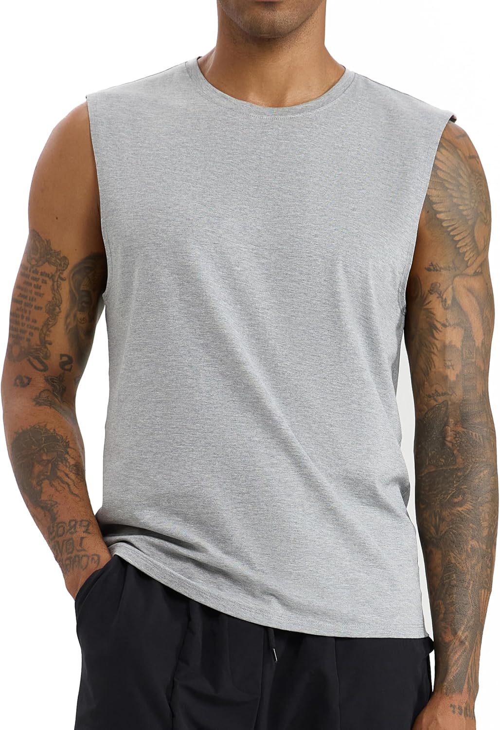 Mens Cotton Tank Tops Sleeveless Gym Shirts Modal Cut Off Muscle T Shirts