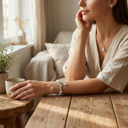Cat Eye Stone Bracelet for Women. Gray Crystal Butterfly Design Bracelet