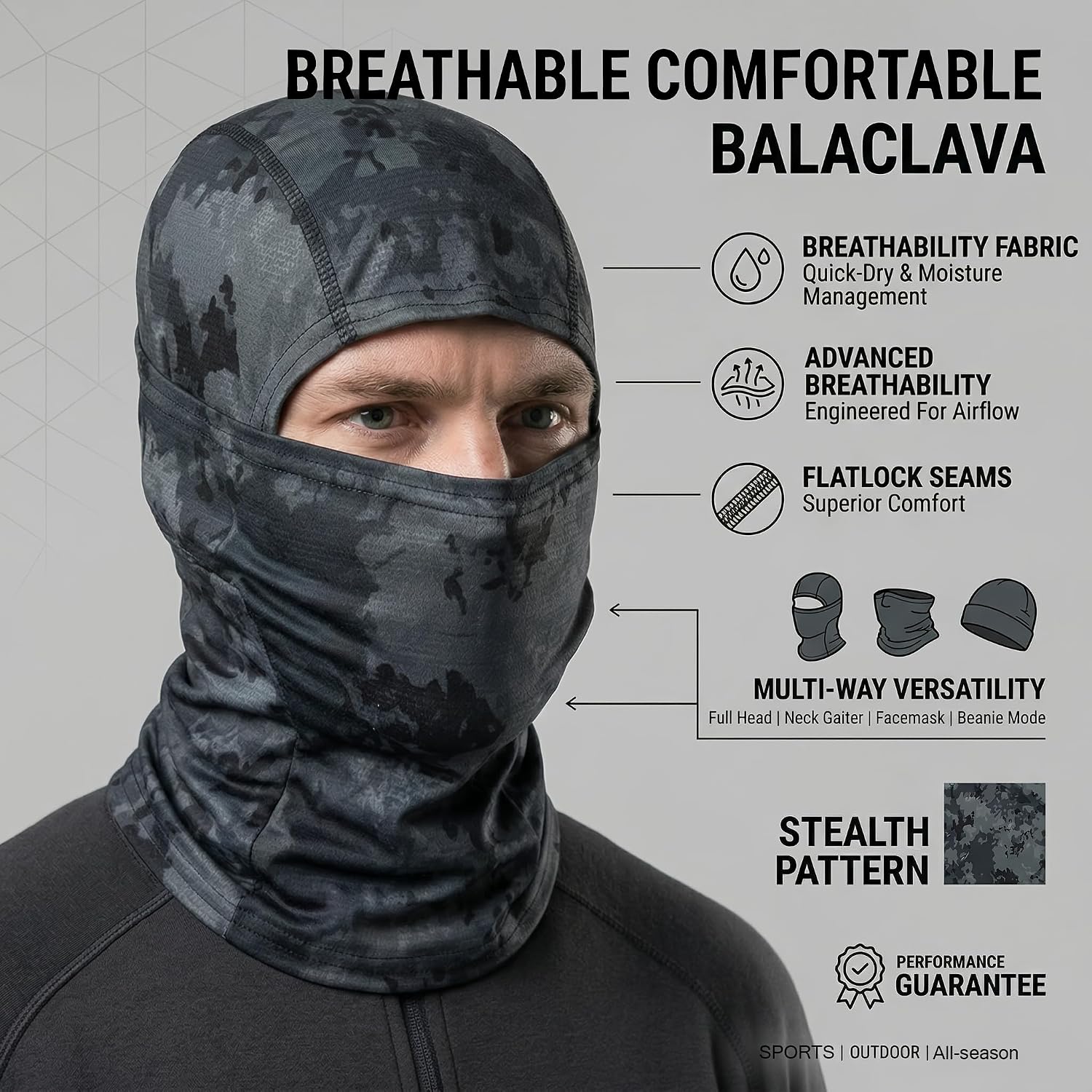 1 Pcs Unisex Summer Sun Protection Balaclava Breathable Elastic Full Face Mask for Cycling Running Hiking Fishing (Black Python) at Amazon Men's Clothing store